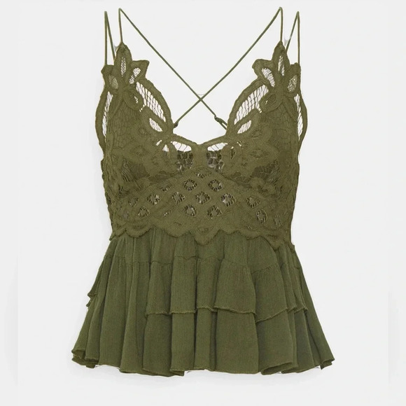 Free People Tops - Free people intimately green (olive) Adella cami size small NWT